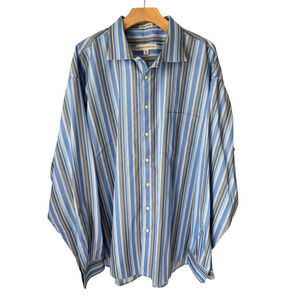 Pronto Uomo Button Down Shirt Mens Plus Size 3XLT Blue Striped